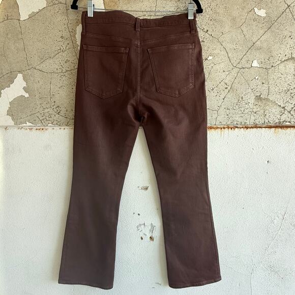 Madewell Denim Womens 28 Mid Rise Kick Out Jeans Coated Brown Stretch Bootcut - Picture 7 of 10